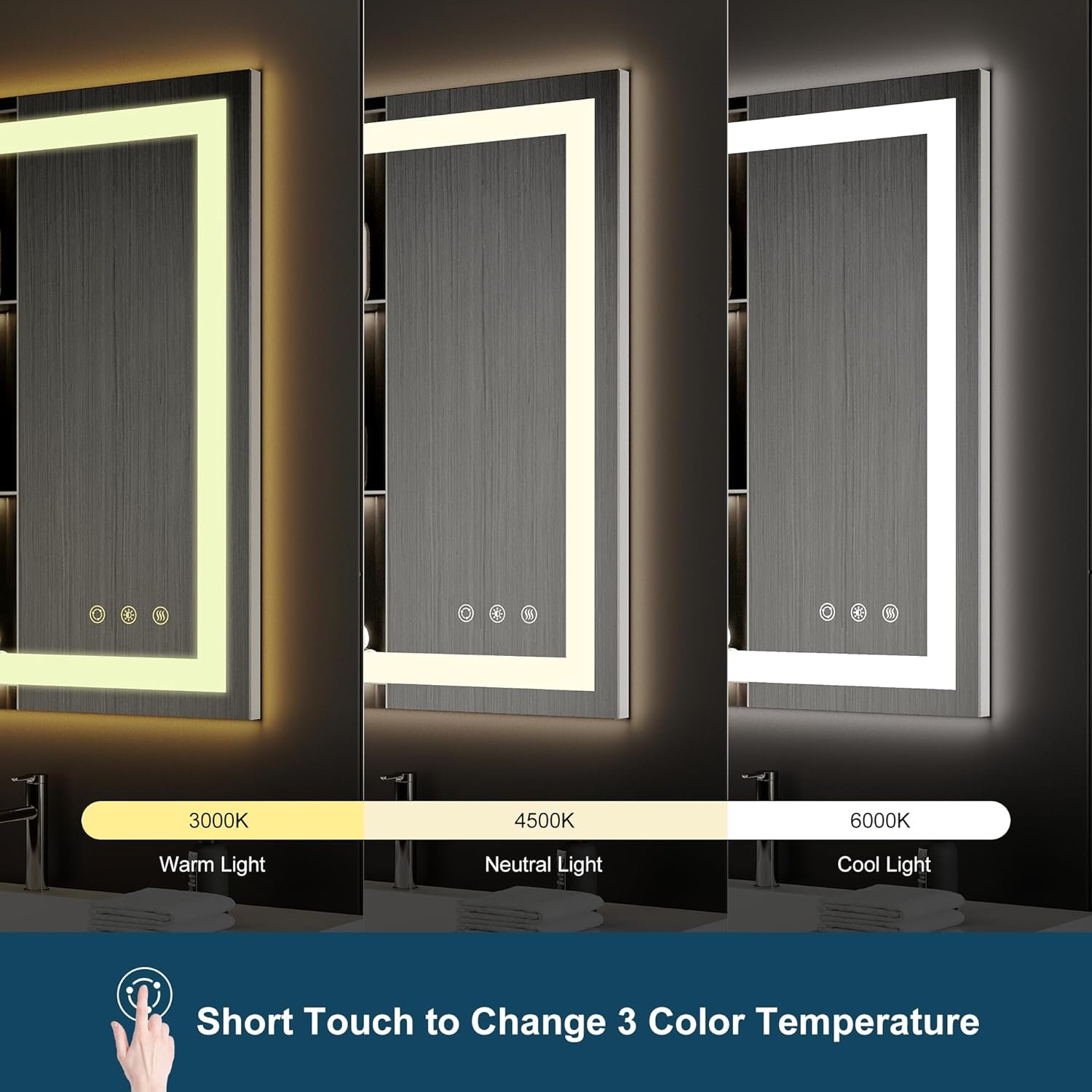 Color Temperature Adjustable LED Bathroom Mirror