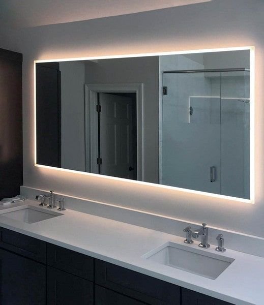 Rectangular Lighted Bathroom Mirror