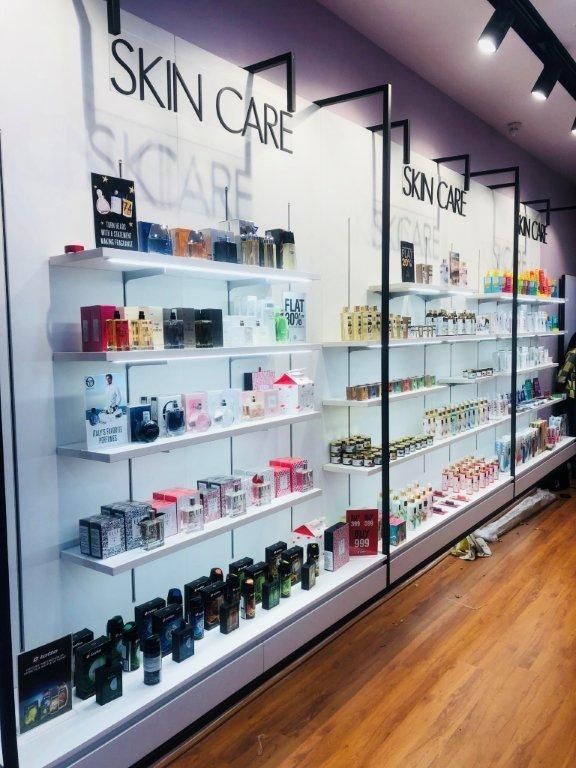 Suimas Interiors Adjustable Rail Shelving Systems for beauty stores